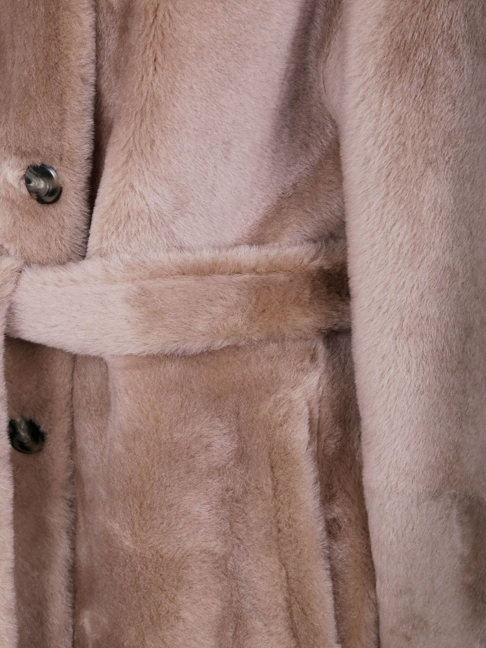 hooded belted lamb-fur coat - 3