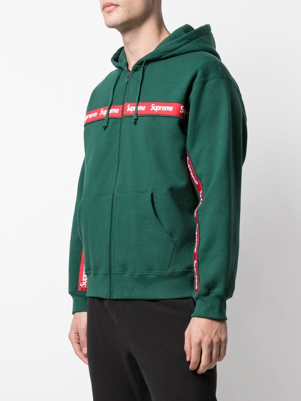 Text Stripe Zip Up Hoodie - 3