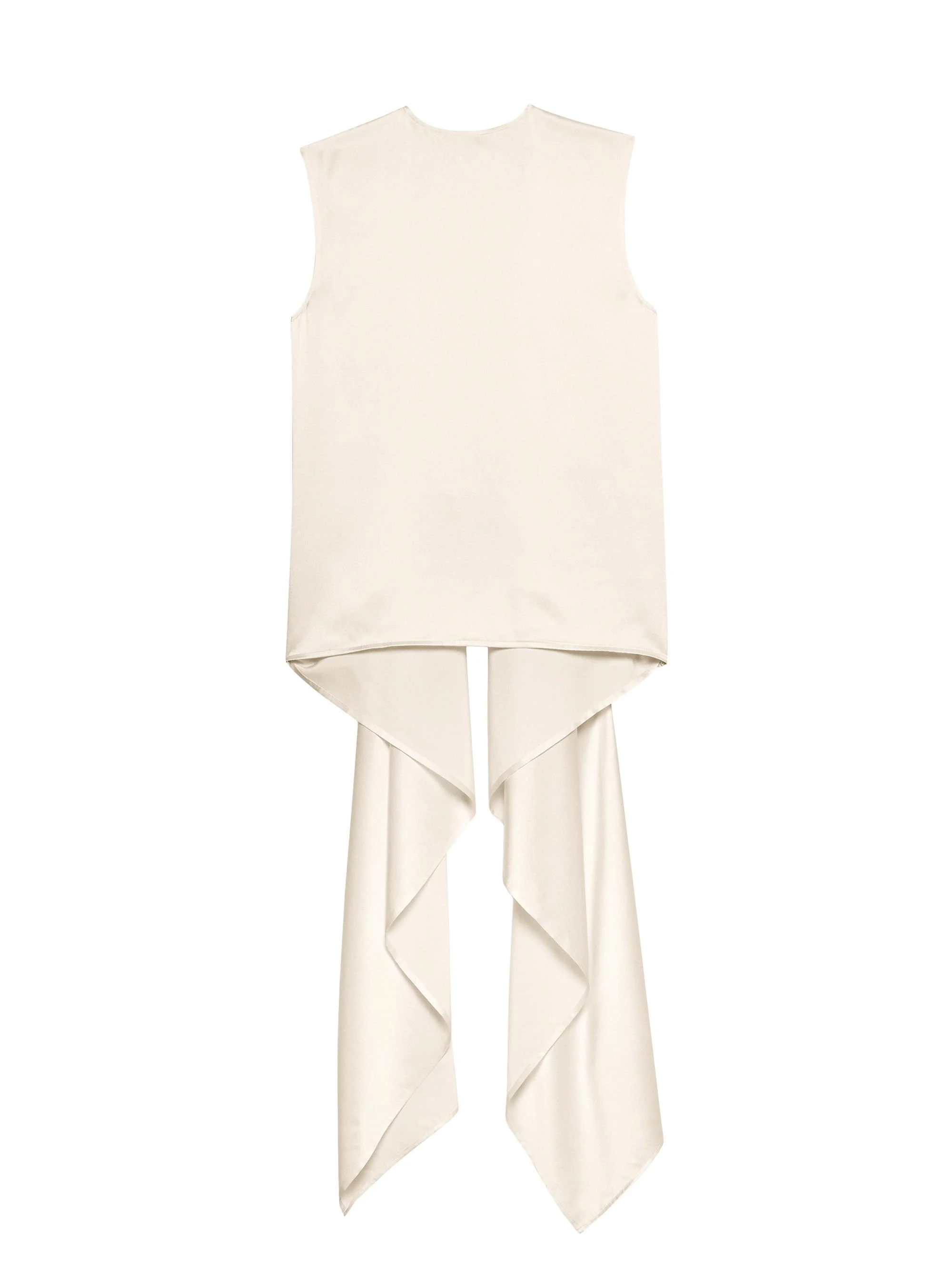 Women's Draped Silk Charmeuse Scarf Top - Ivory - 1