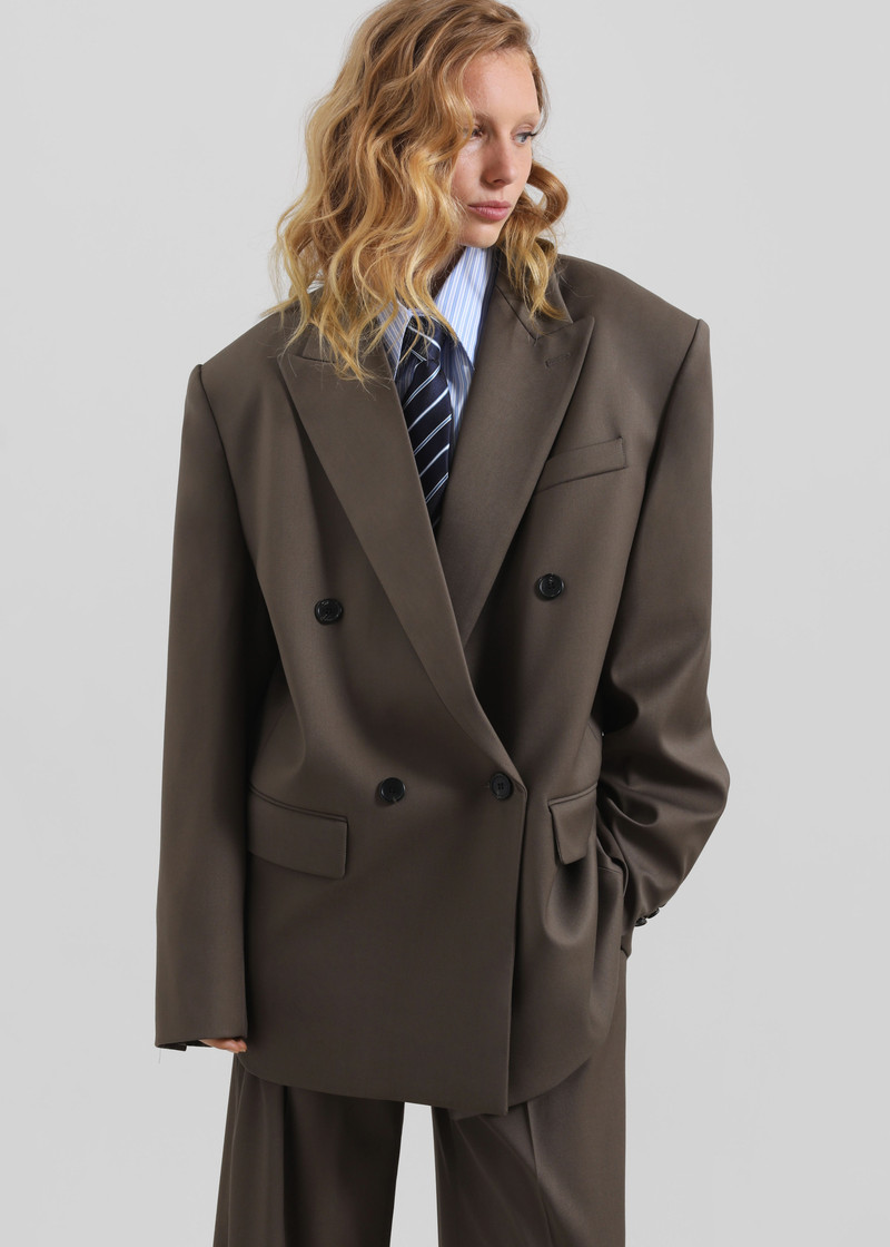 Pallen Double Breasted Blazer - Brown 6