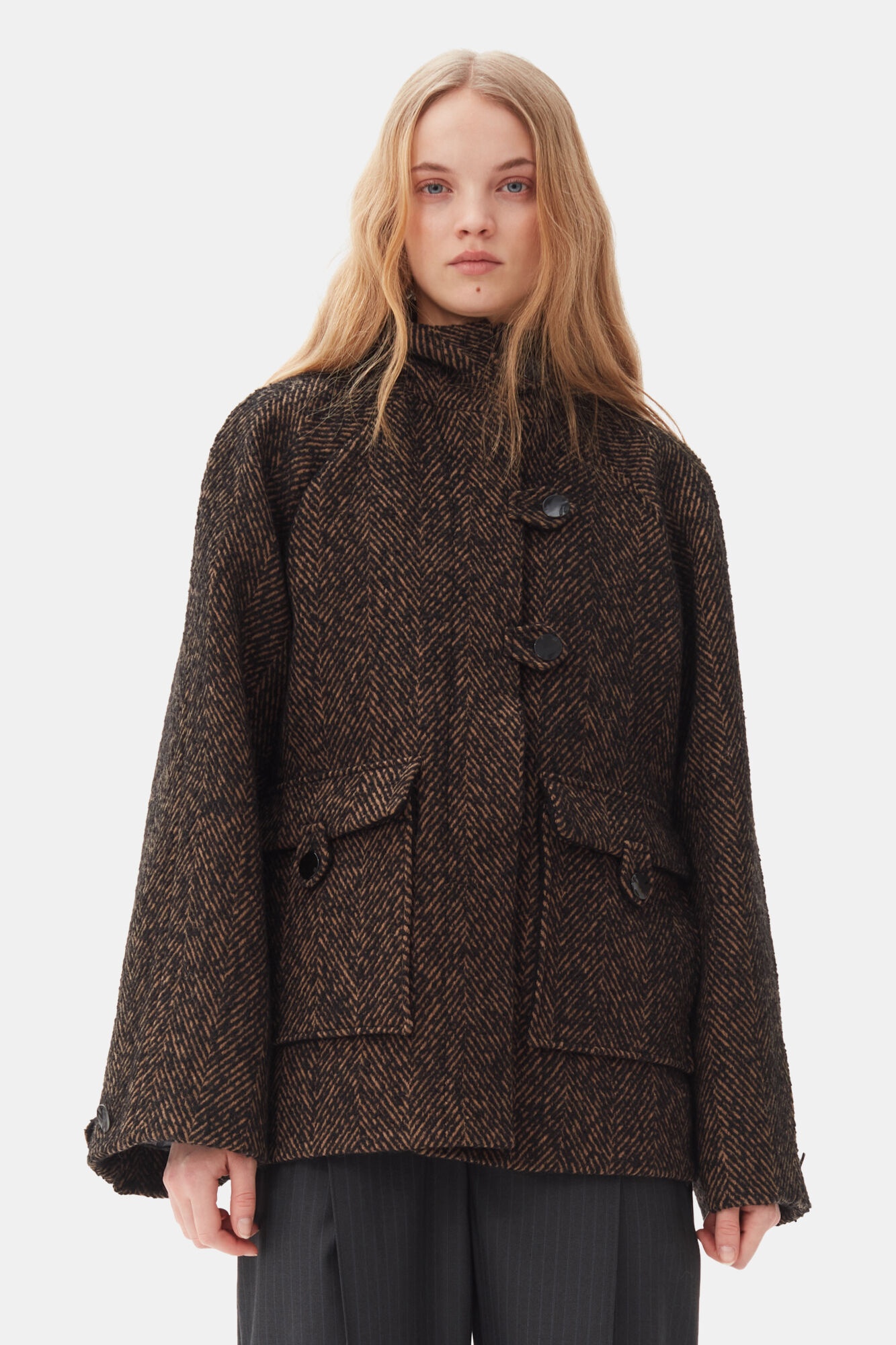 HERRINGBONE WOOL MIDI JACKET - 2