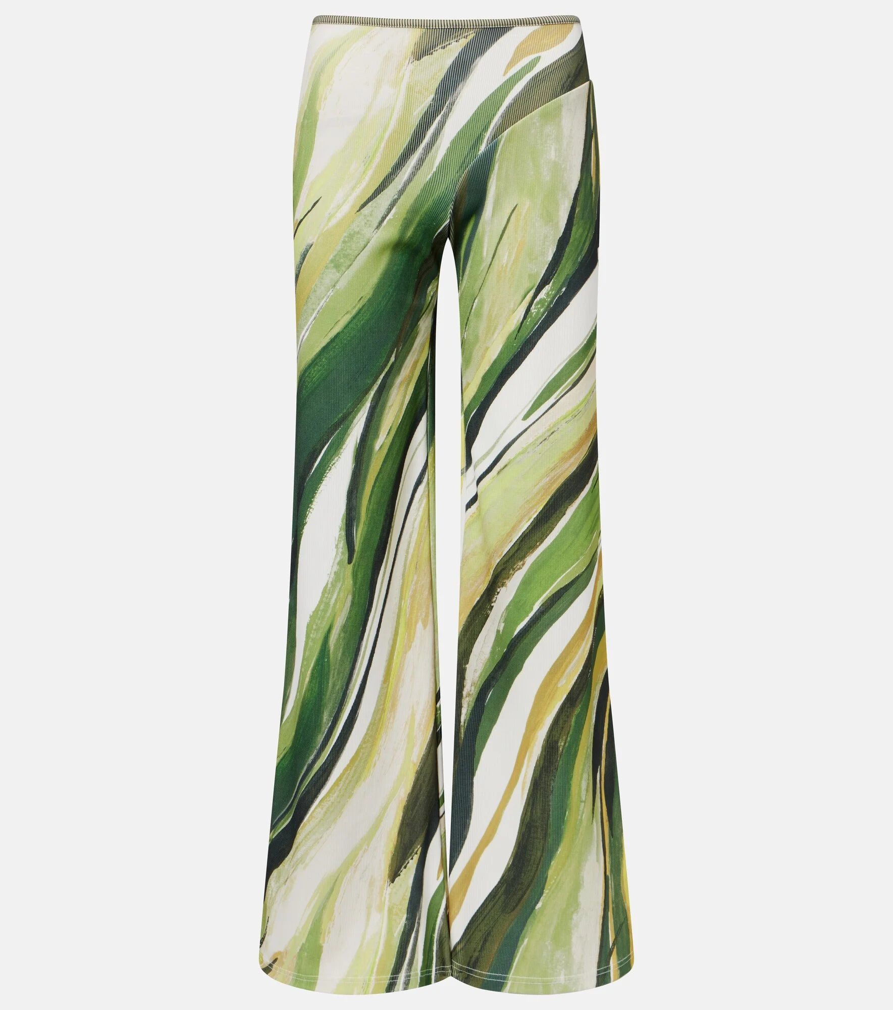 Printed ribbed-knit jersey wide-leg pants - 1