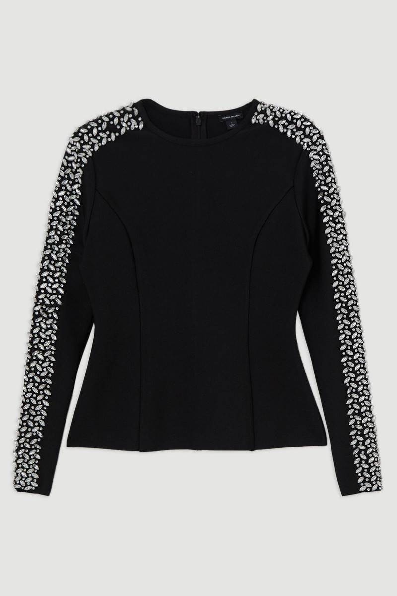 Plus Size Figure Form Bandage Knit Embellished Top 4