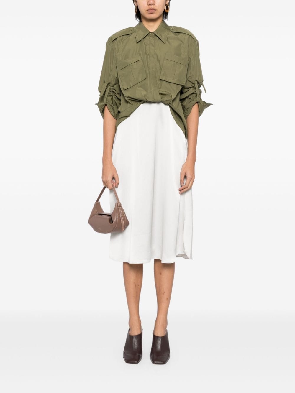 draped shirt dress - 2