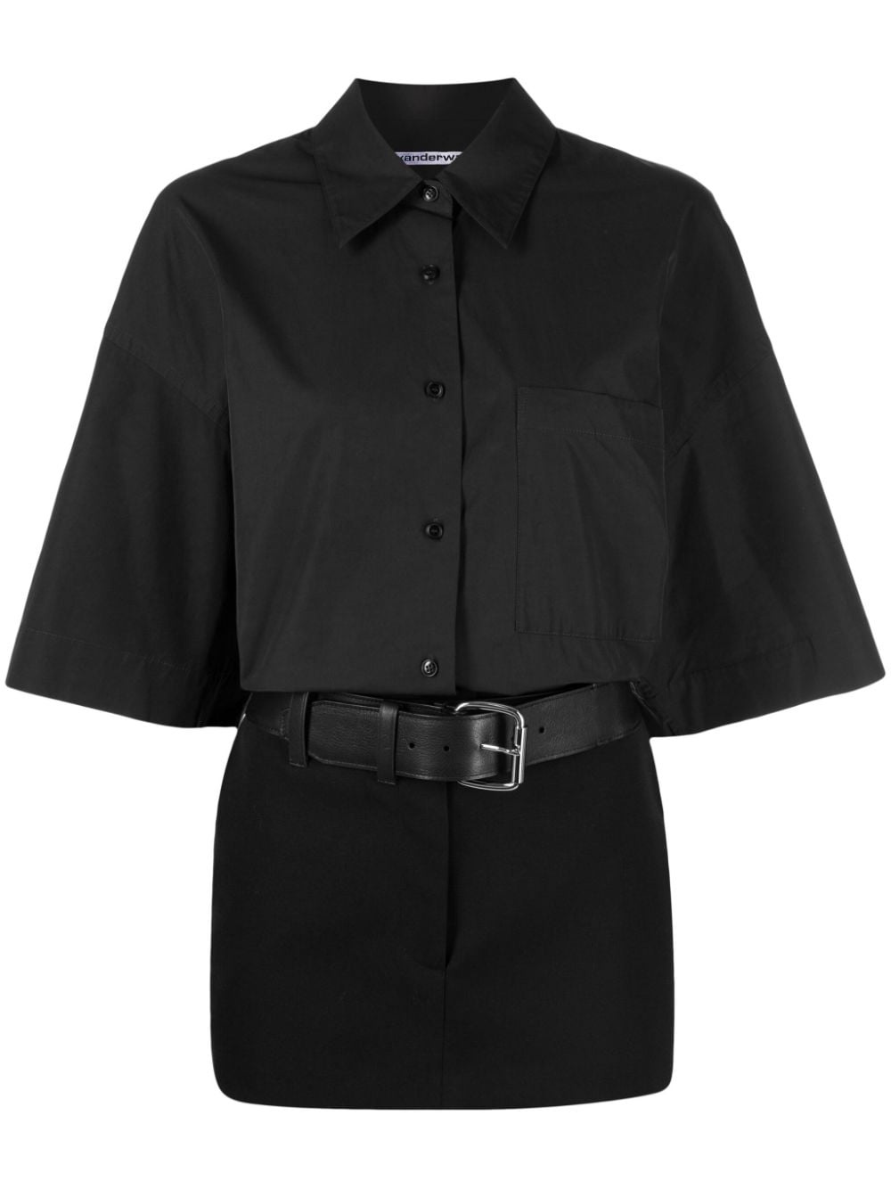 belted shirt minidress - 1