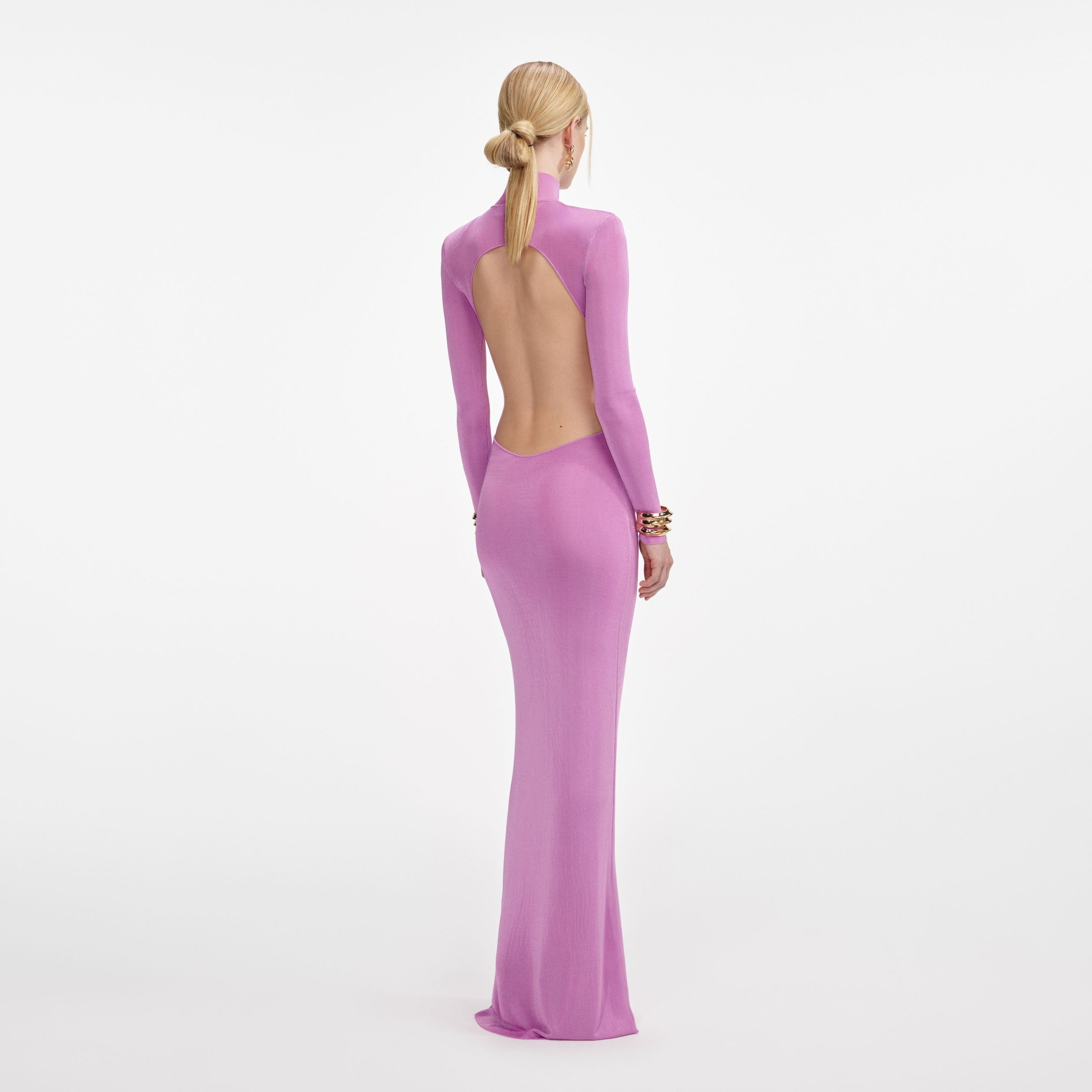 Pink Viscose Knit Maxi Dress - 3