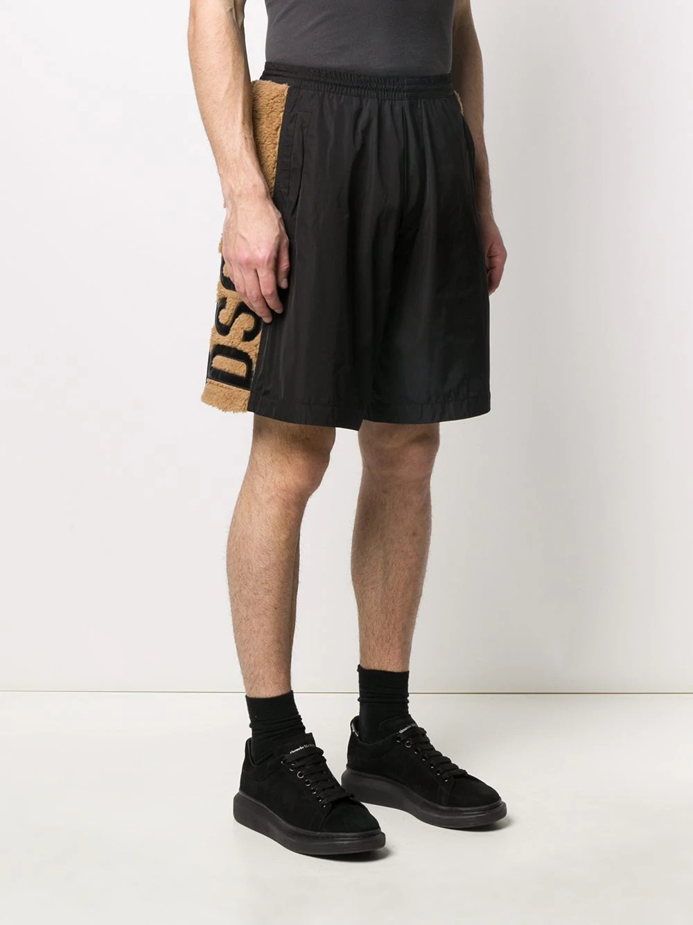 contrasting-panels logo track shorts - 3