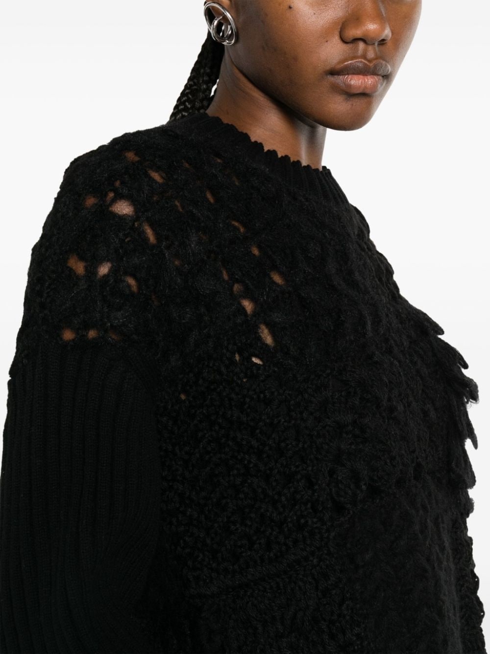 panelled open-knit jumper - 5
