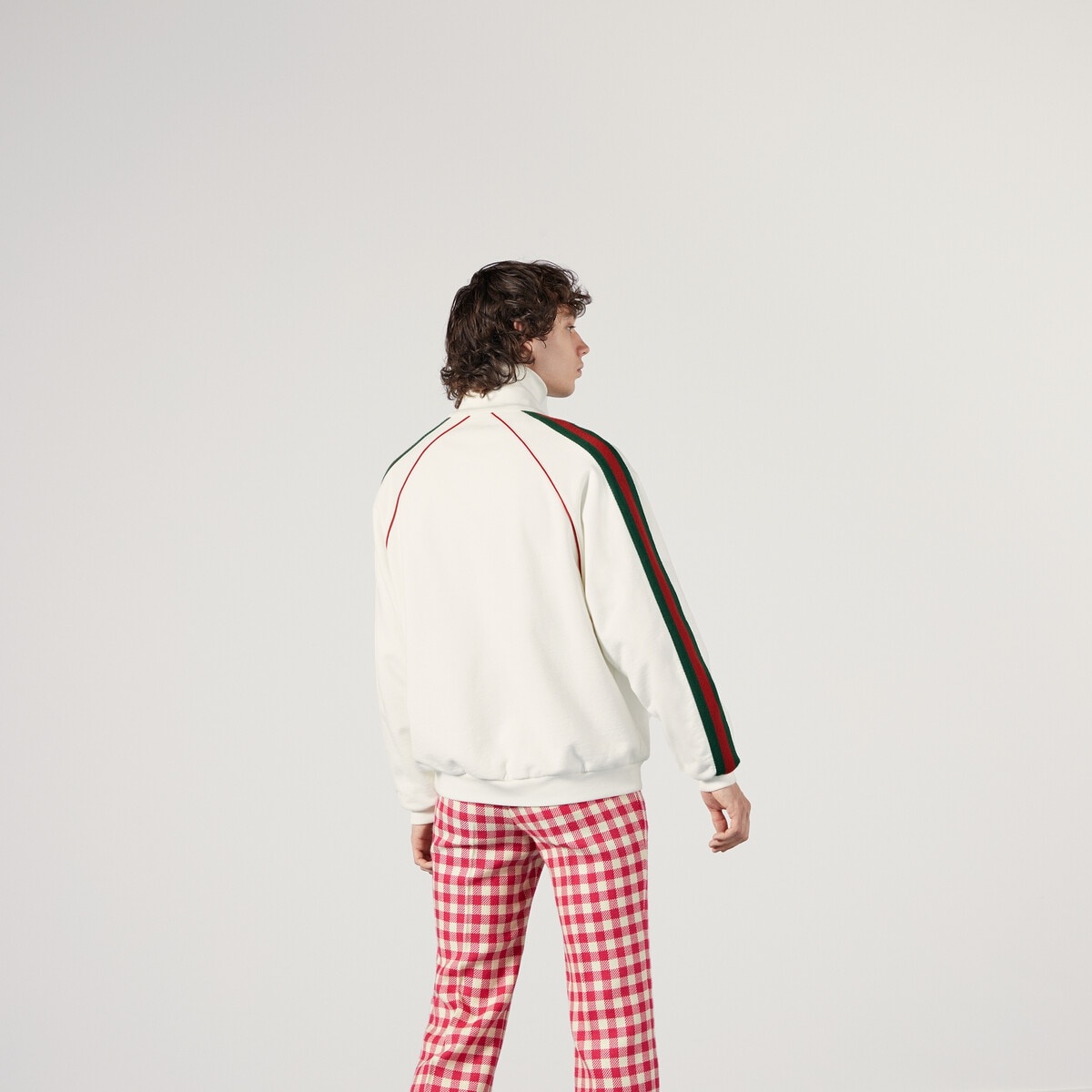 Jersey zip-up sweatshirt with Web - 7