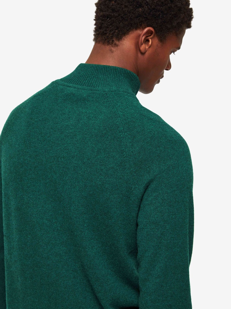 Men's Half-Zip Sweater Finley Cashmere Dark Green Heather - 6