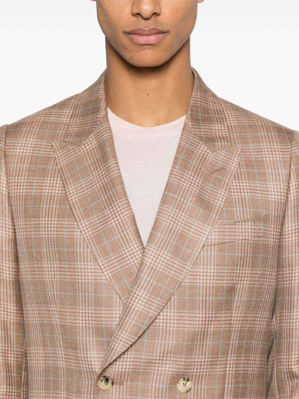 checked double-breasted blazer - 5