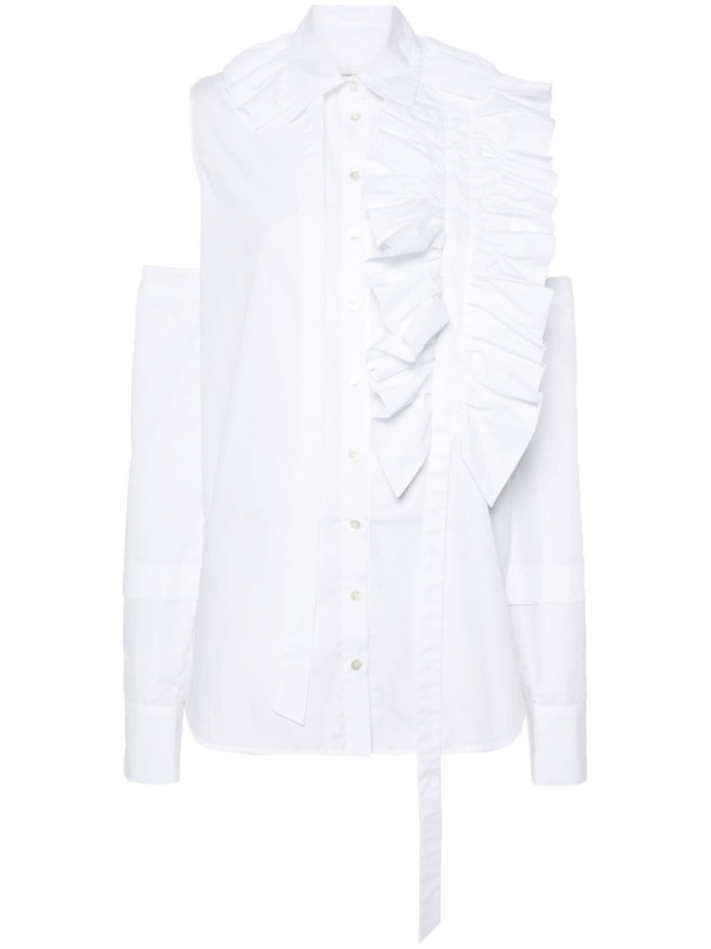 ruffle-detail poplin shirt - 1