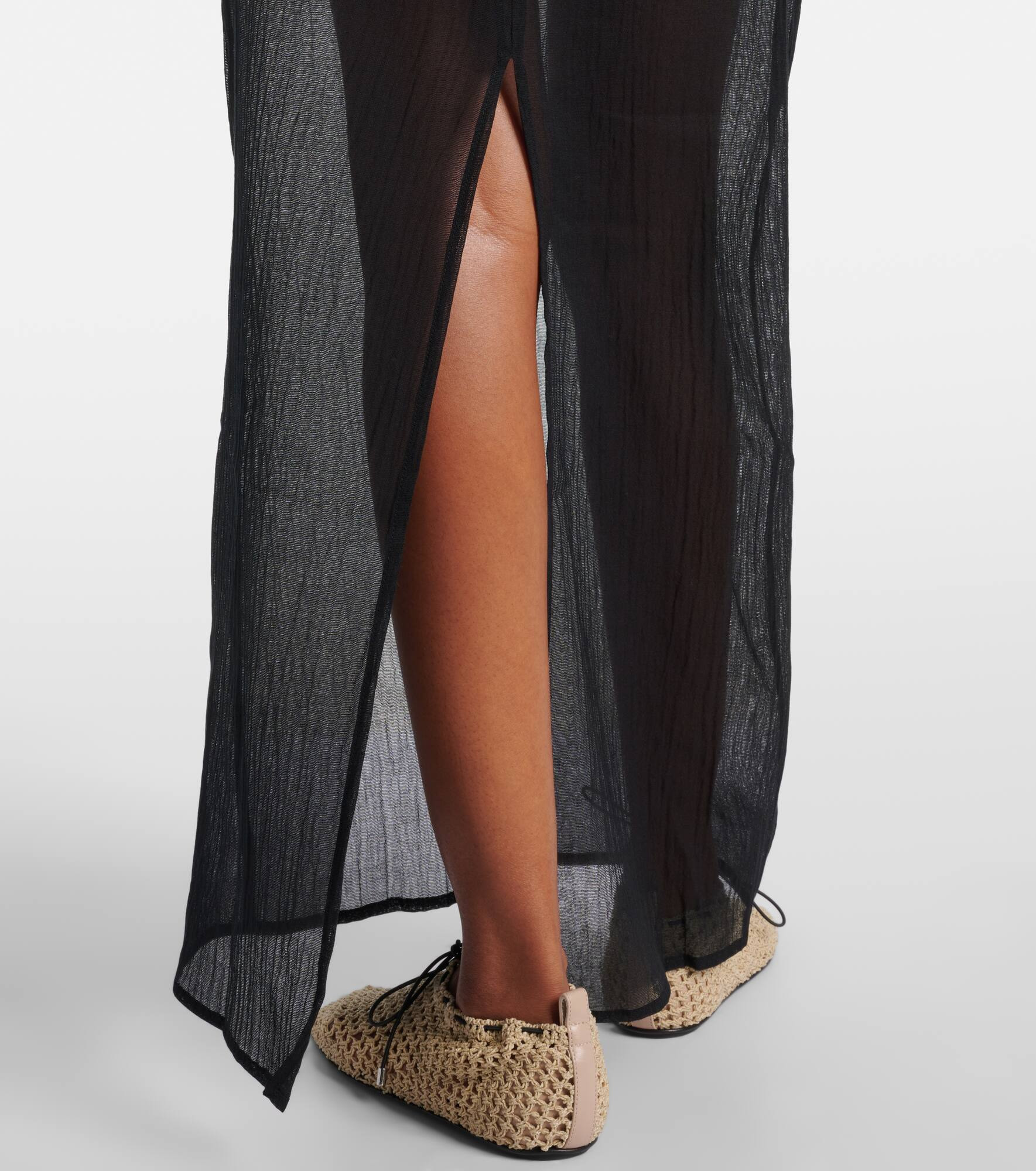 Semi-sheer cotton and silk maxi dress - 5