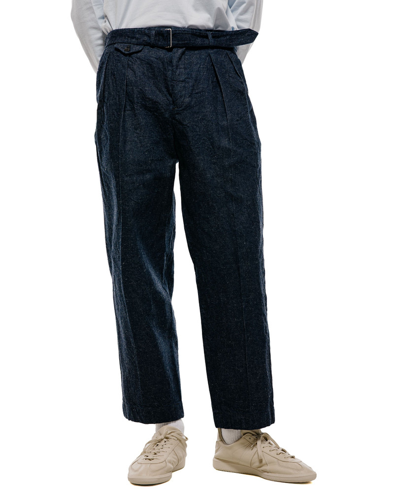 KAPTAIN SUNSHINE Cotton Linen Denim Riviera Trousers Indigo outlook