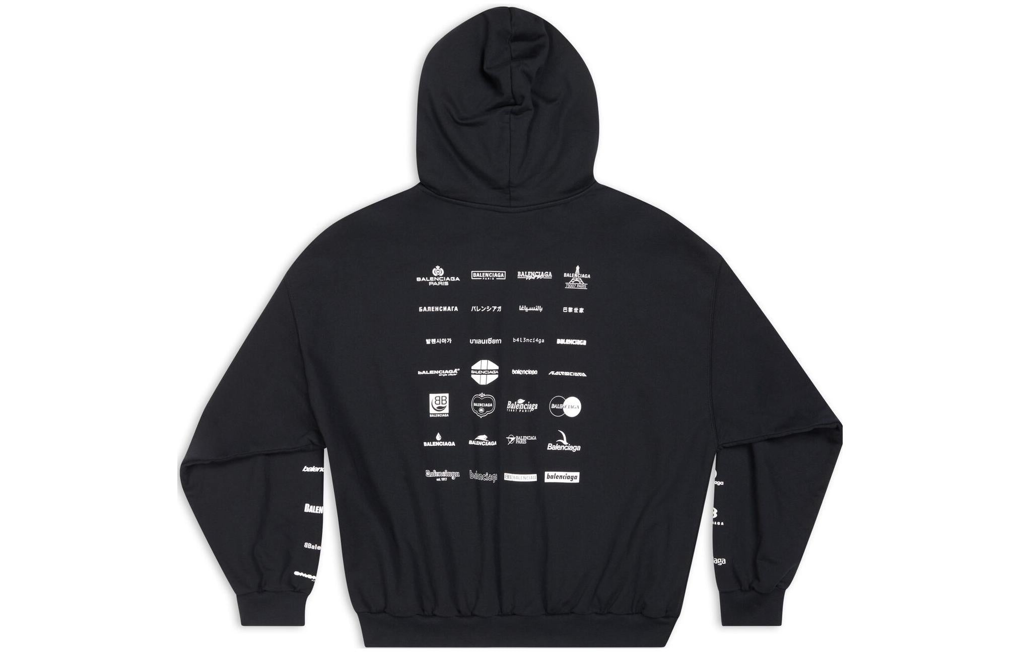 Balenciaga Archives Logos Hoodie 'Black' 726241TNVQ81070 - 2