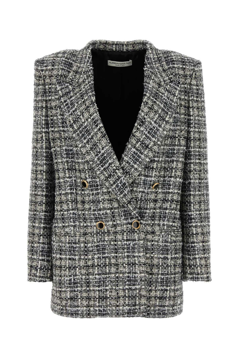 Alessandra Rich Women Embroidered Tweed Oversize Blazer - 1