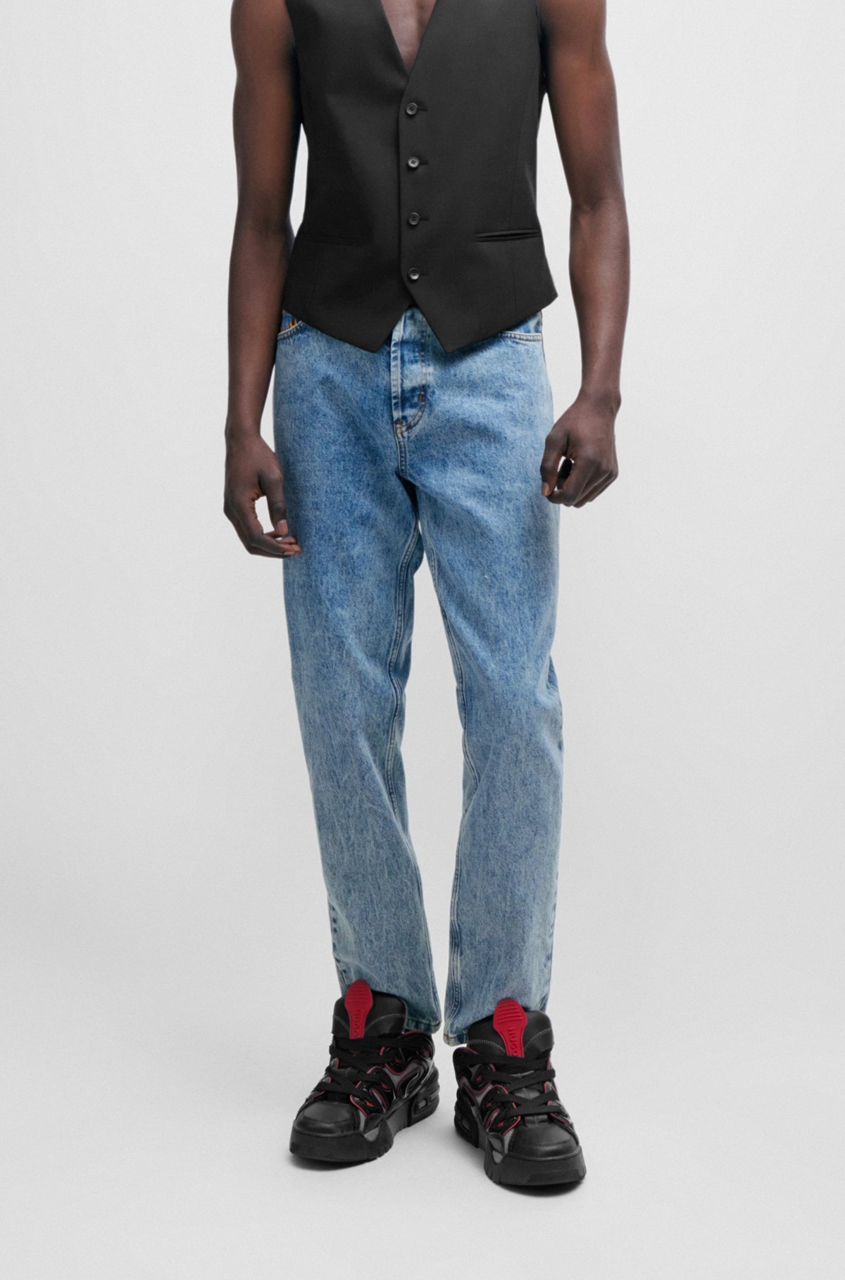 TAPERED-FIT JEANS IN BLUE RIGID DENIM - 2