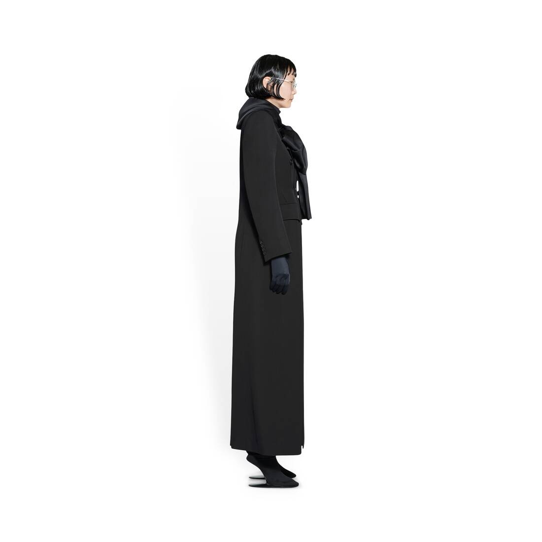 Women's Maxi Hourglass Coat in Black - 3
