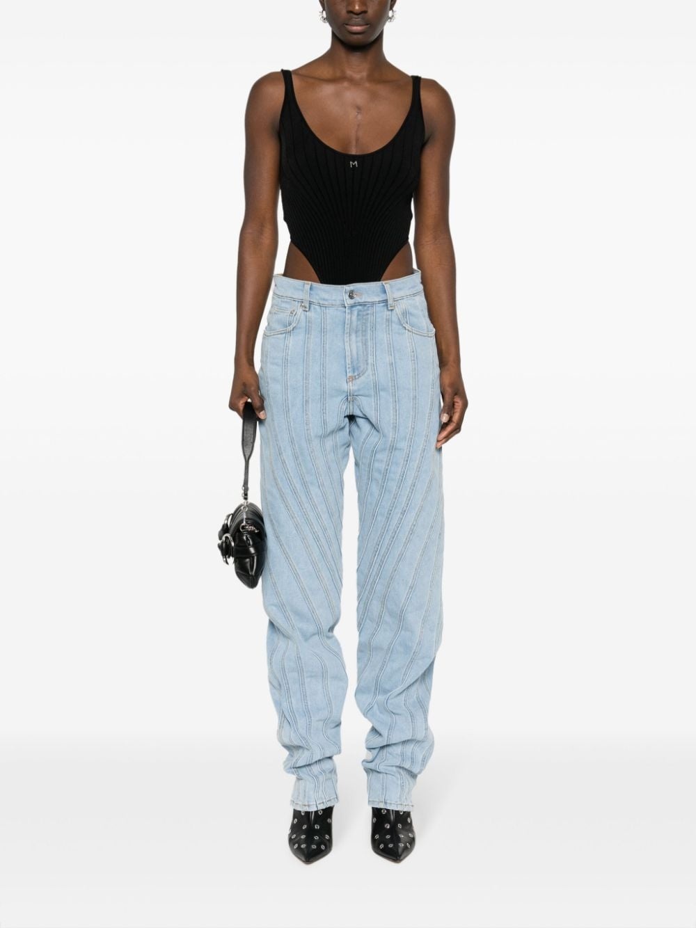 logo-plaque ribbed bodysuit - 2