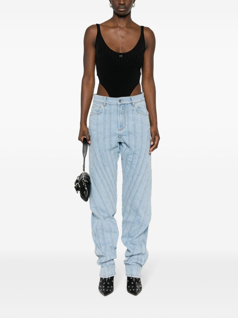 MUGLER logo-plaque ribbed bodysuit outlook