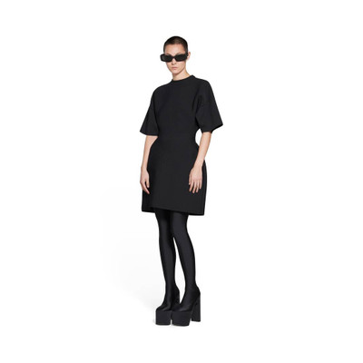 BALENCIAGA Women's Hourglass Crewneck Short Sleeve Dress in Black outlook