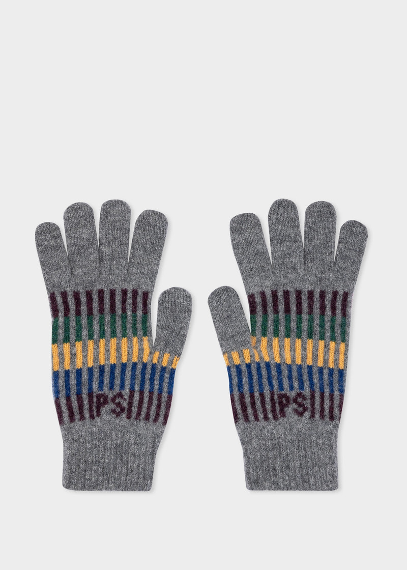 Stripe PS Initials Lambswool Gloves 1