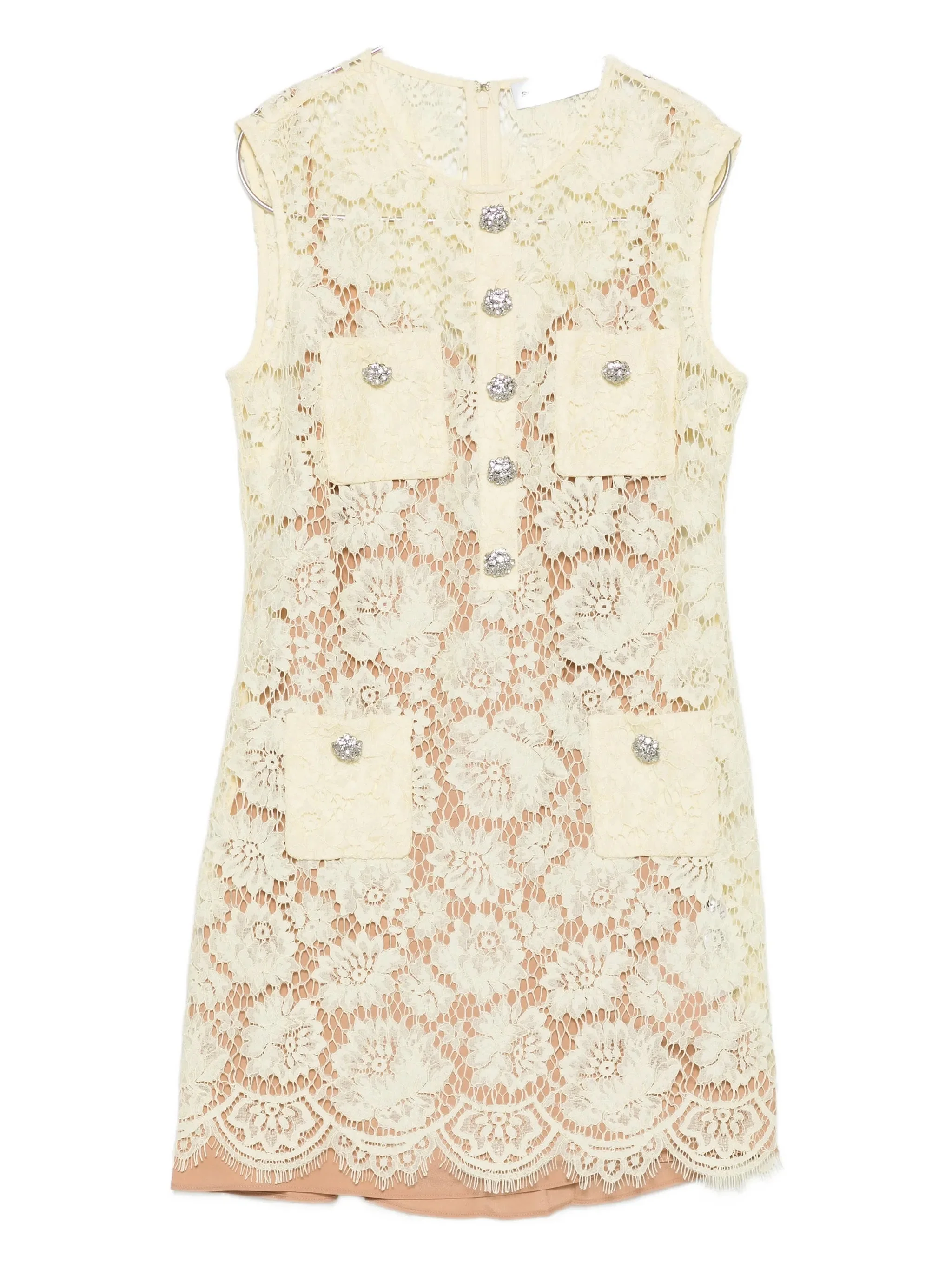 Self-portrait Embellished Lace Pocket Mini Dress - 1