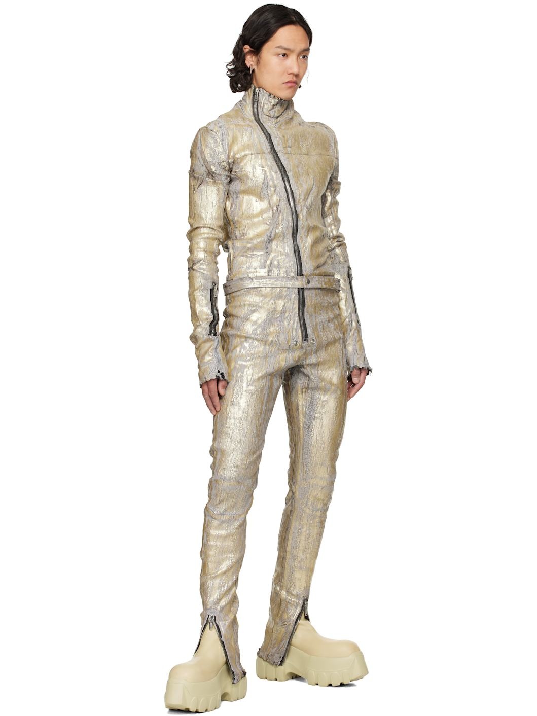 Gold Hollywood Flightsuit Denim Jumpsuit - 4