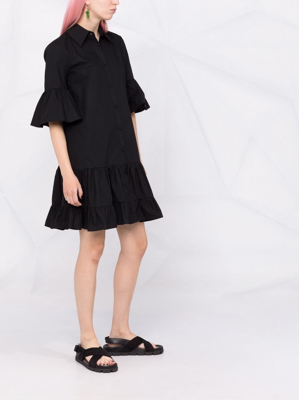 short-sleeve ruffle-hem dress - 6