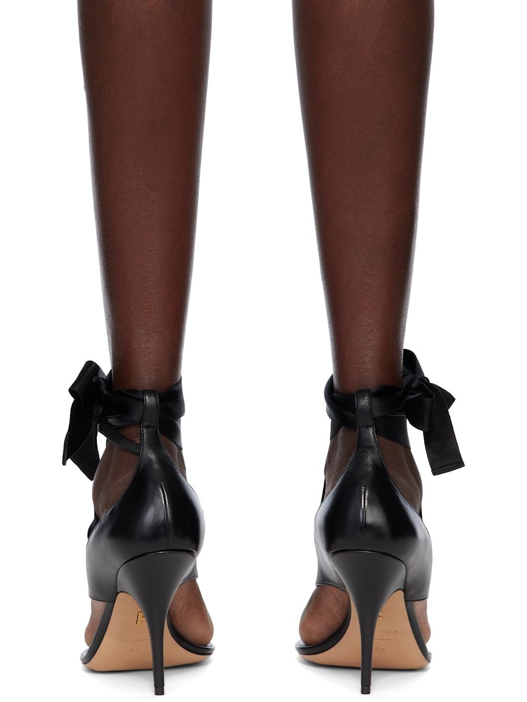 Black Ribbon Heeled Sandals - 2