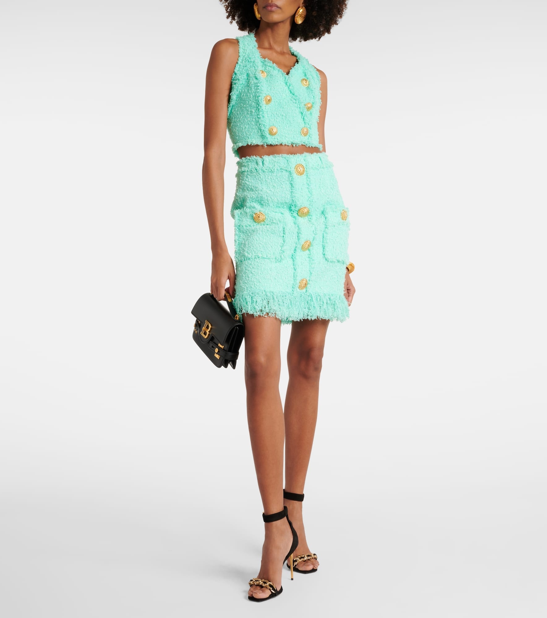 Fringed tweed miniskirt - 2