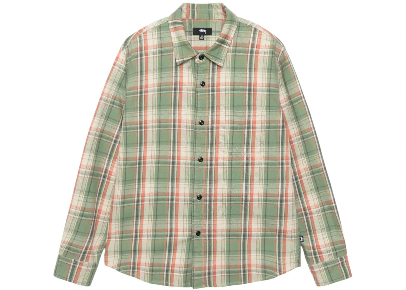 Stussy Dan Washed Cotton Plaid Shirt Green - 1