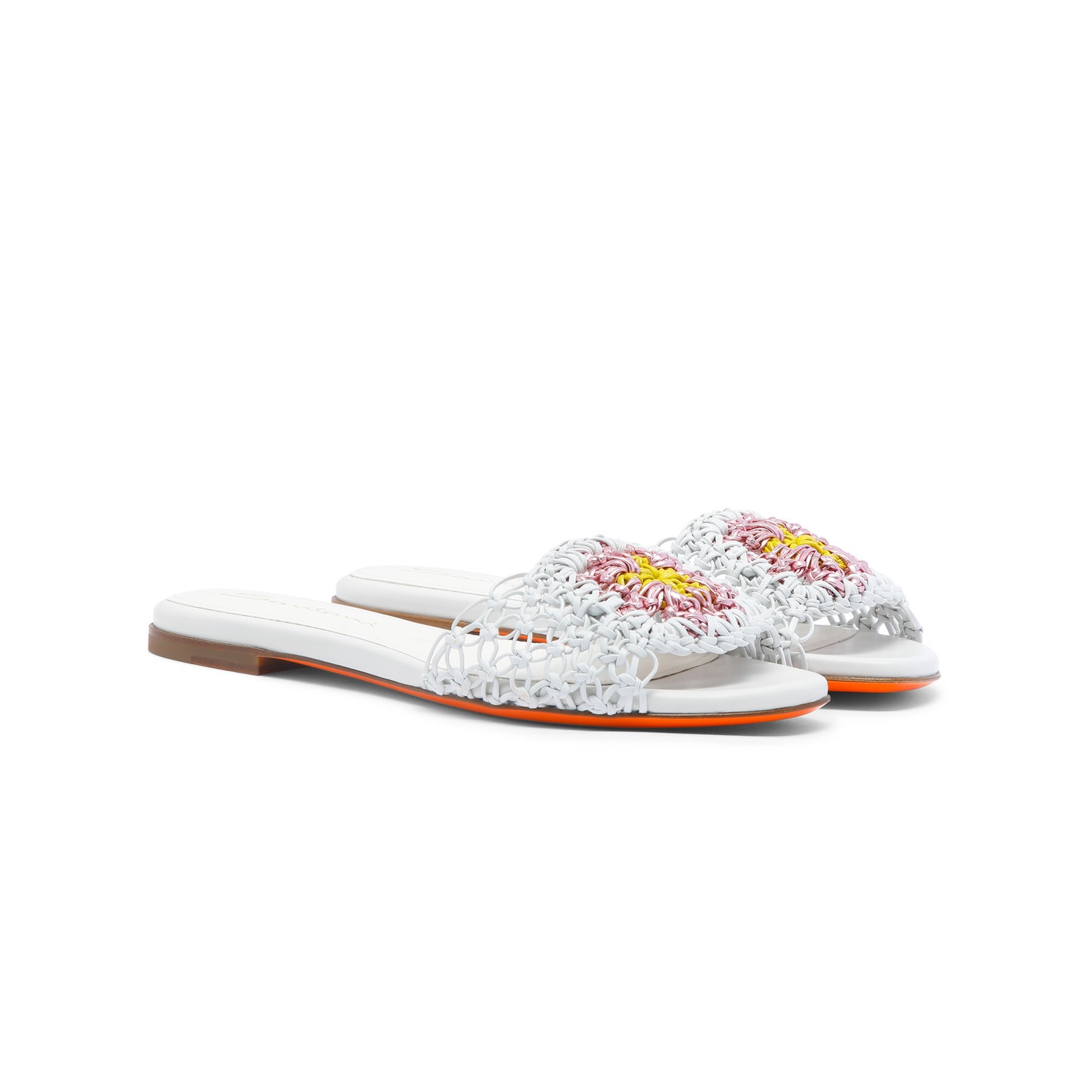 Women's white woven nappa leather slide sandal - 2