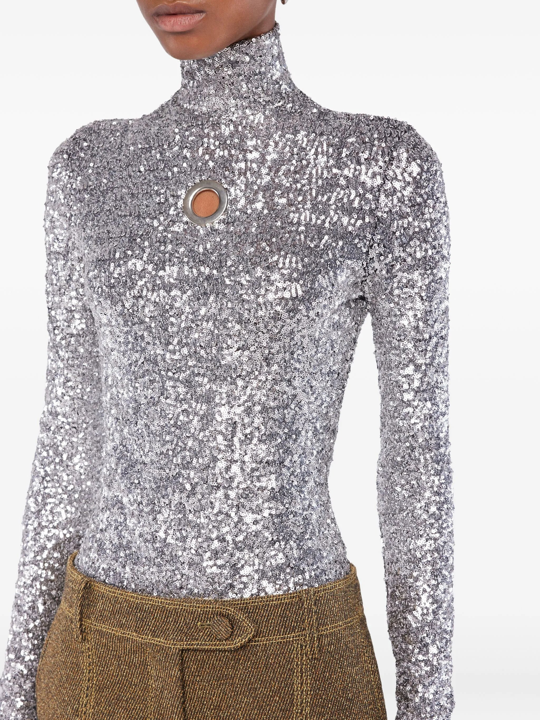 cut-out long-sleeved top - 5