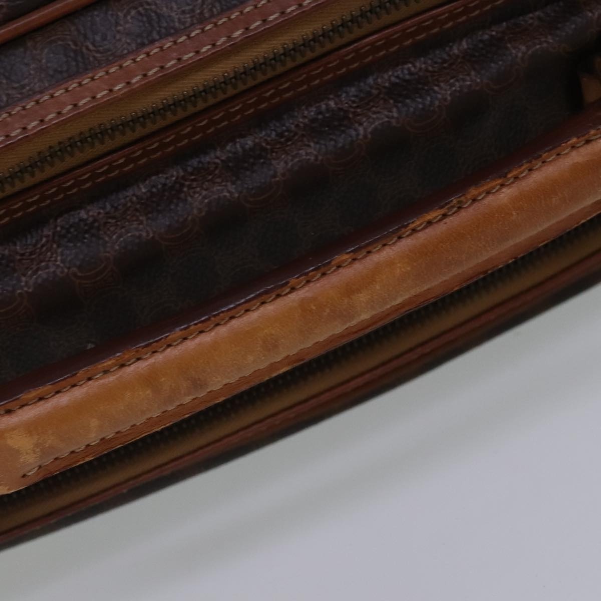 CELINE Macadam Canvas Hand Bag Pvc Leather Brown Gold - 7
