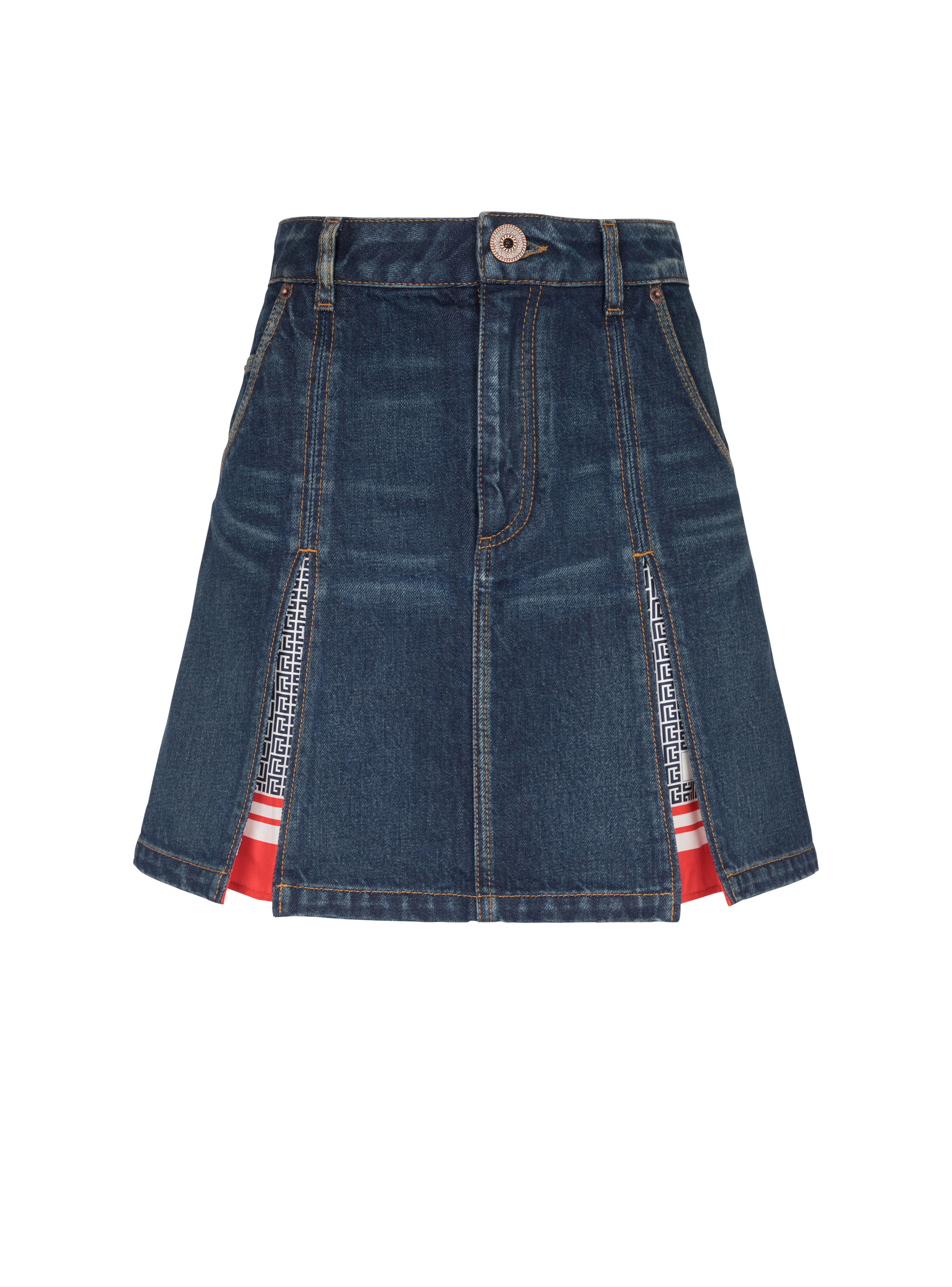 Pleated denim skirt - 1