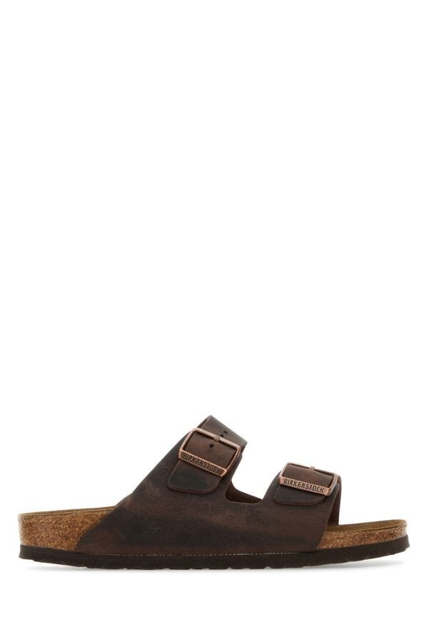 Brown leather Arizona slippers - 1