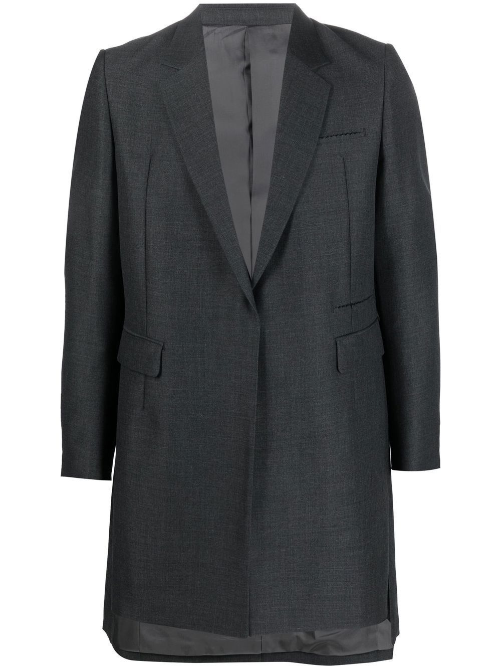 step-hem single-breasted tailored coat - 1