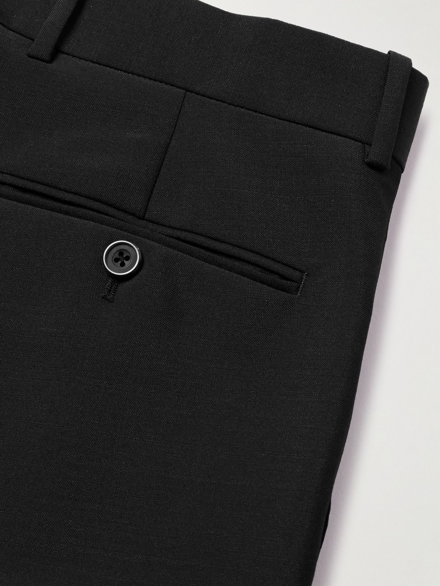 Slim-Fit Pleated Wool and Mohair-Blend Suit Trousers Black - 4