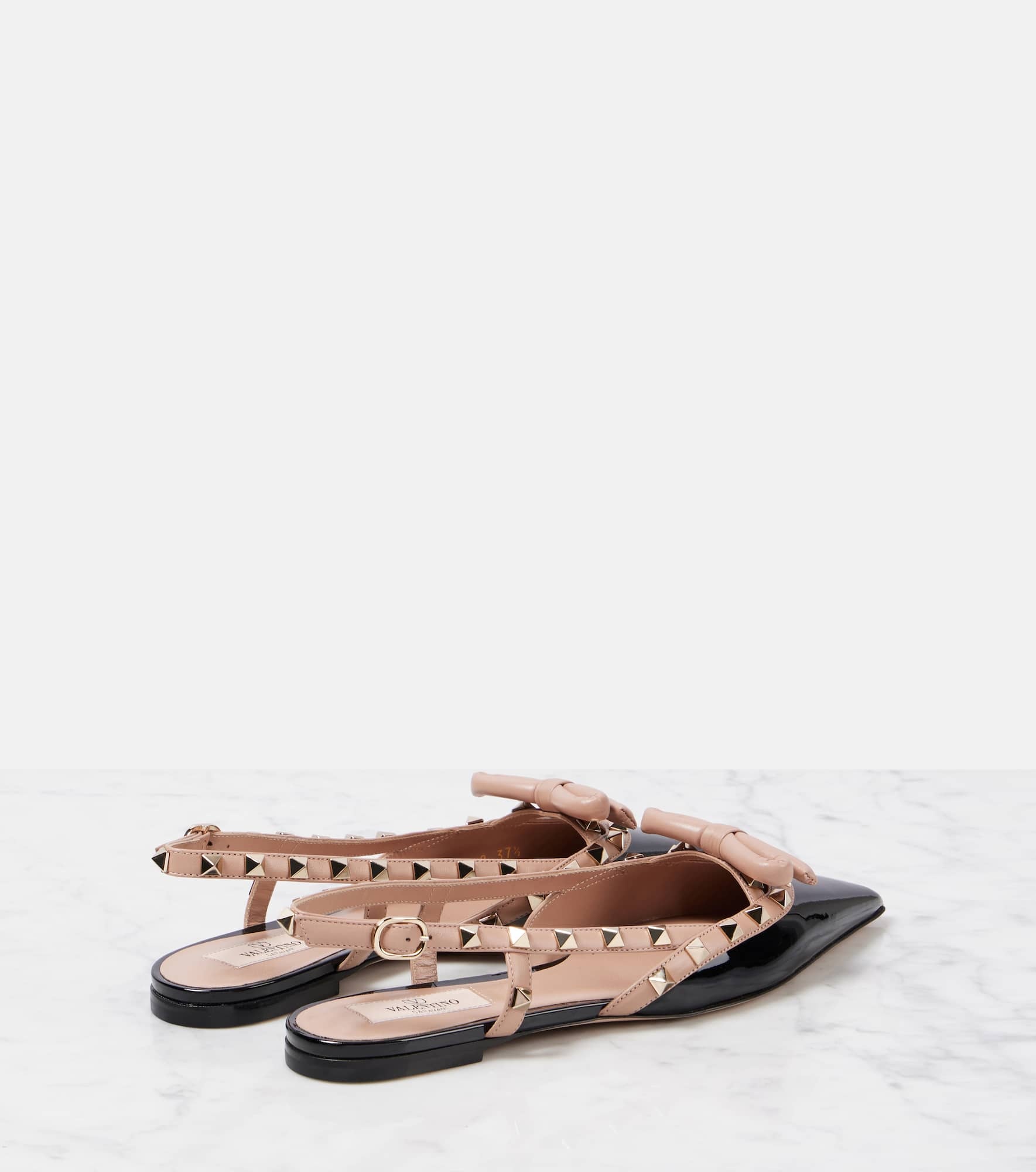Rockstud Bow patent leather slingback flats - 2