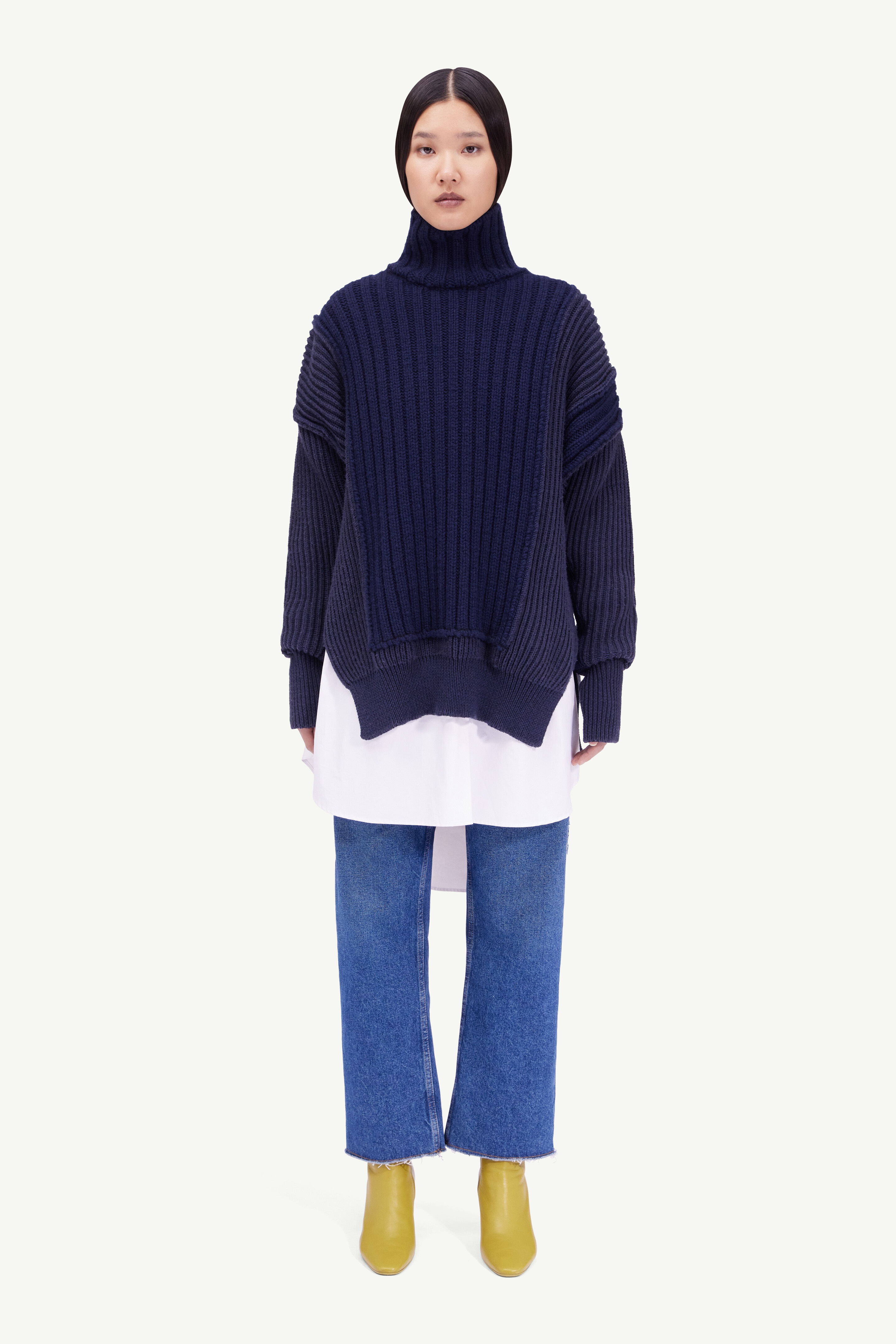Spliced high-neck sweater - 2