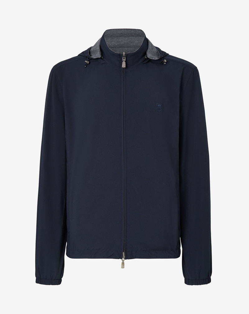 Reversible blue rain jacket 1