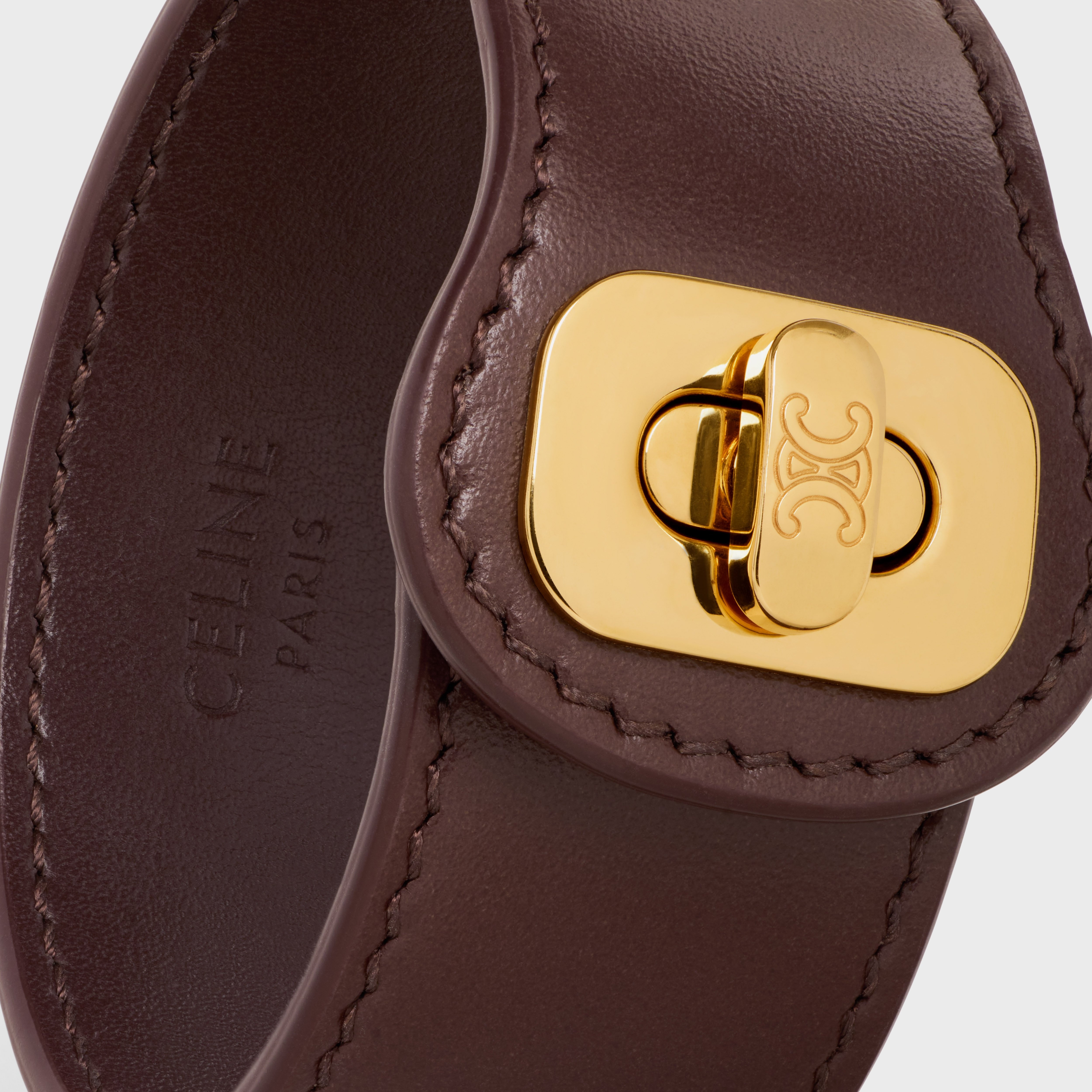 Les Cuirs Celine Josephine Bracelet in Calfskin and Brass with Gold Finish - 2