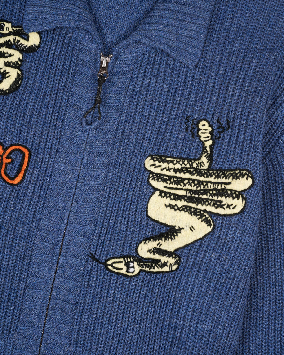 Snake Charmer Zip Up Cardigan - Blue - 3