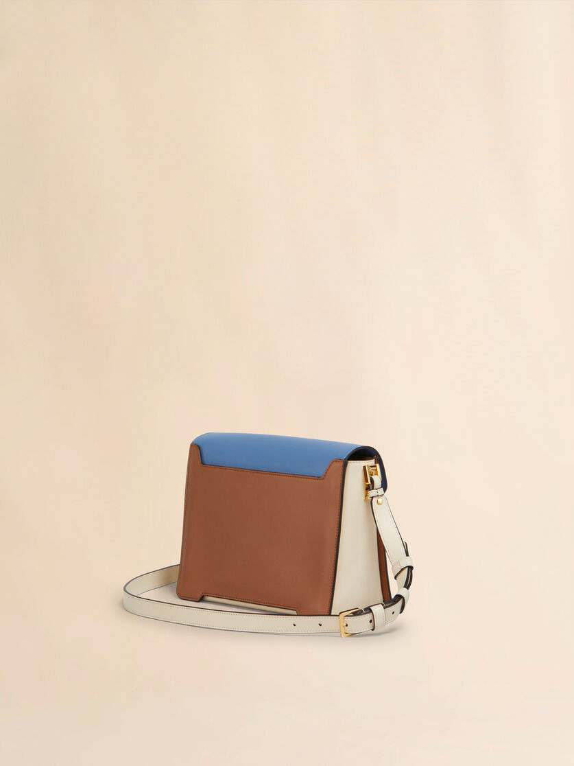 LIGHT BLUE, LIGHT BROWN E WHITE LEATHER TRUNKAROO MEDIUM SHOULDER BAG - 2