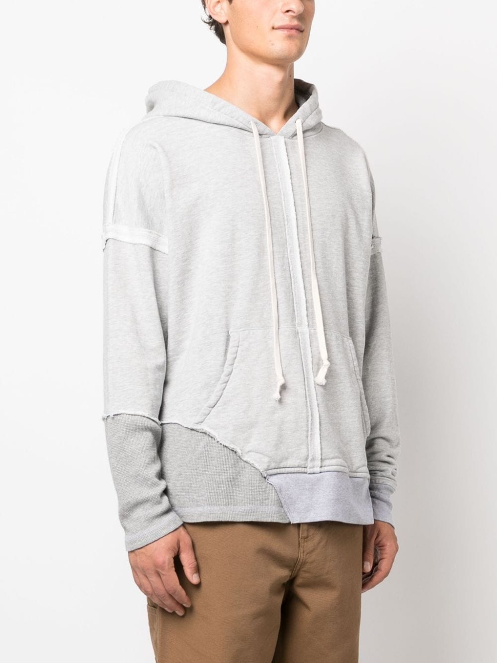 layered drawstring jersey hoodie - 3