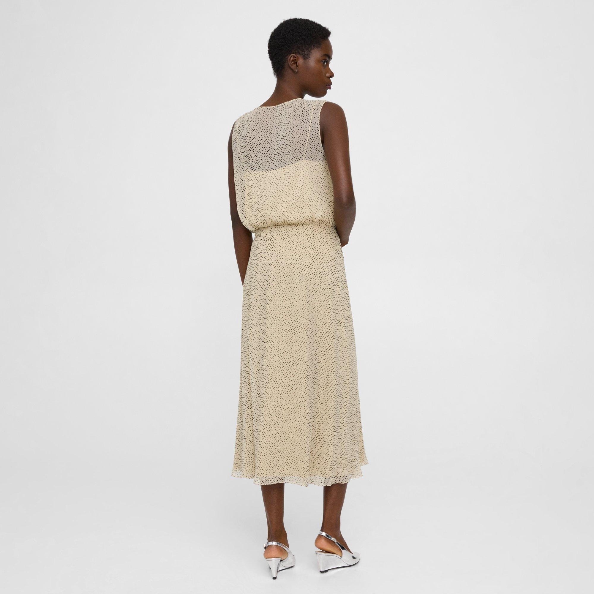 Flared Midi Skirt in Polka Dot Silk - 5