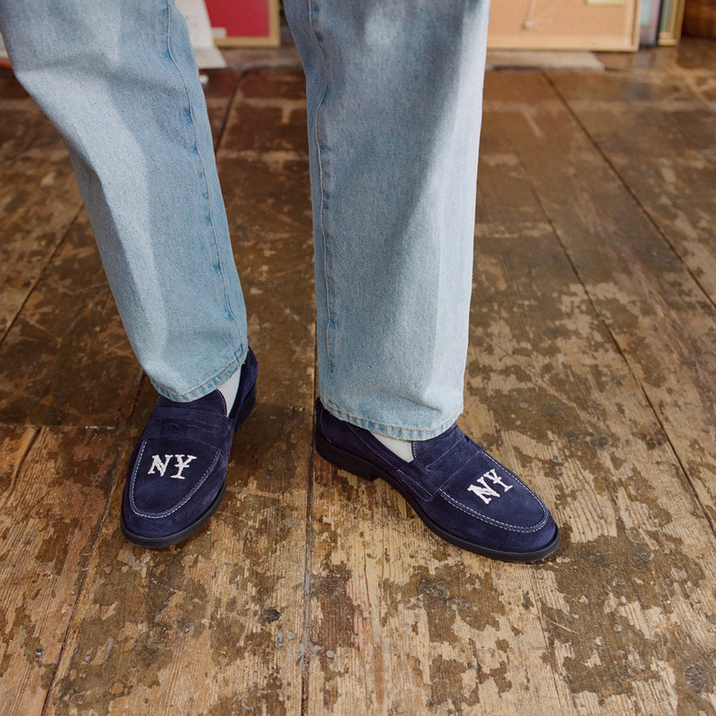 Wilde NY Navy Suede Penny Loafer - Men's 8