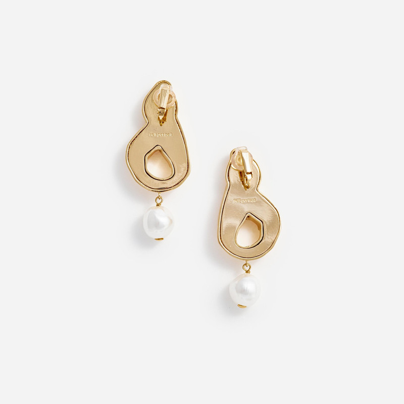 self-portrait Gold Faux Pearl Drop Earrings outlook
