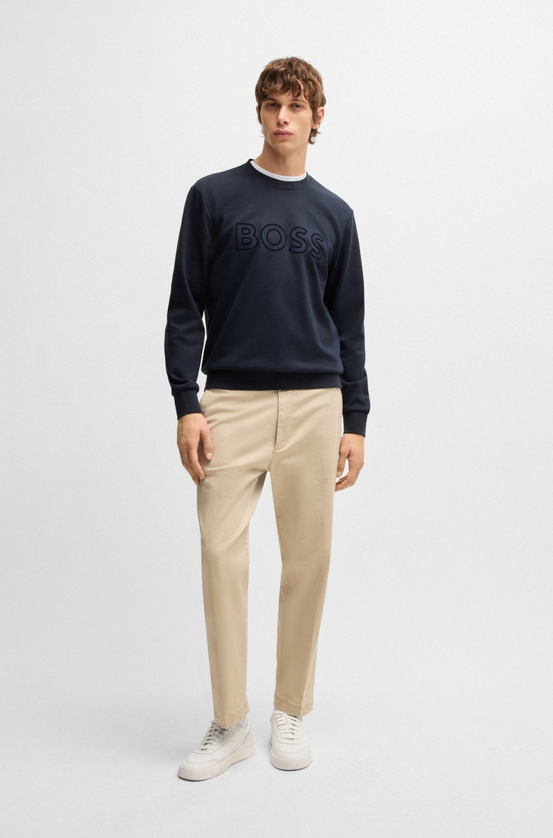 BOSS COTTON-TERRY SWEATSHIRT WITH FLOCK-PRINT LOGO outlook